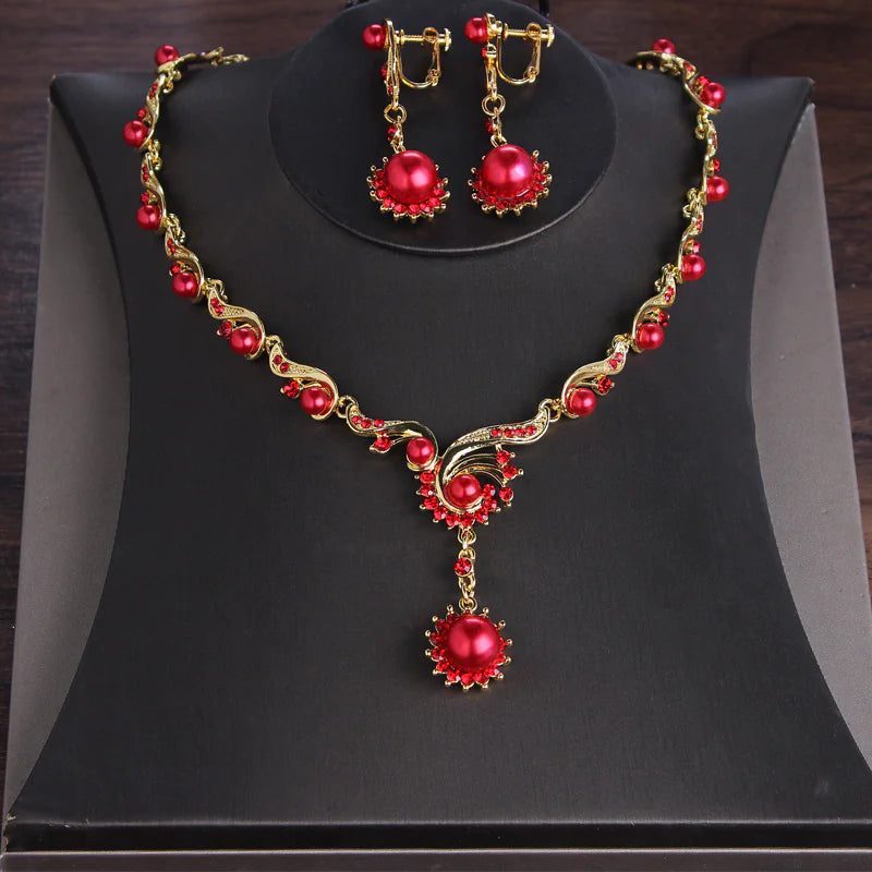 Conjunto Joyería Diamante y Perlas