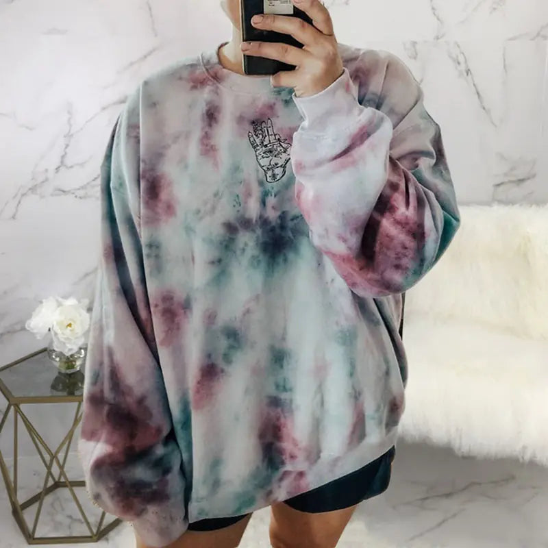 Suéter Holgado Tie-Dye Sin Capucha - Mujer