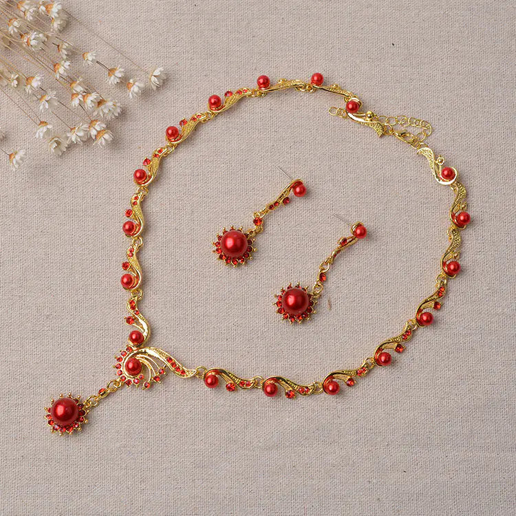 Conjunto Joyería Diamante y Perlas