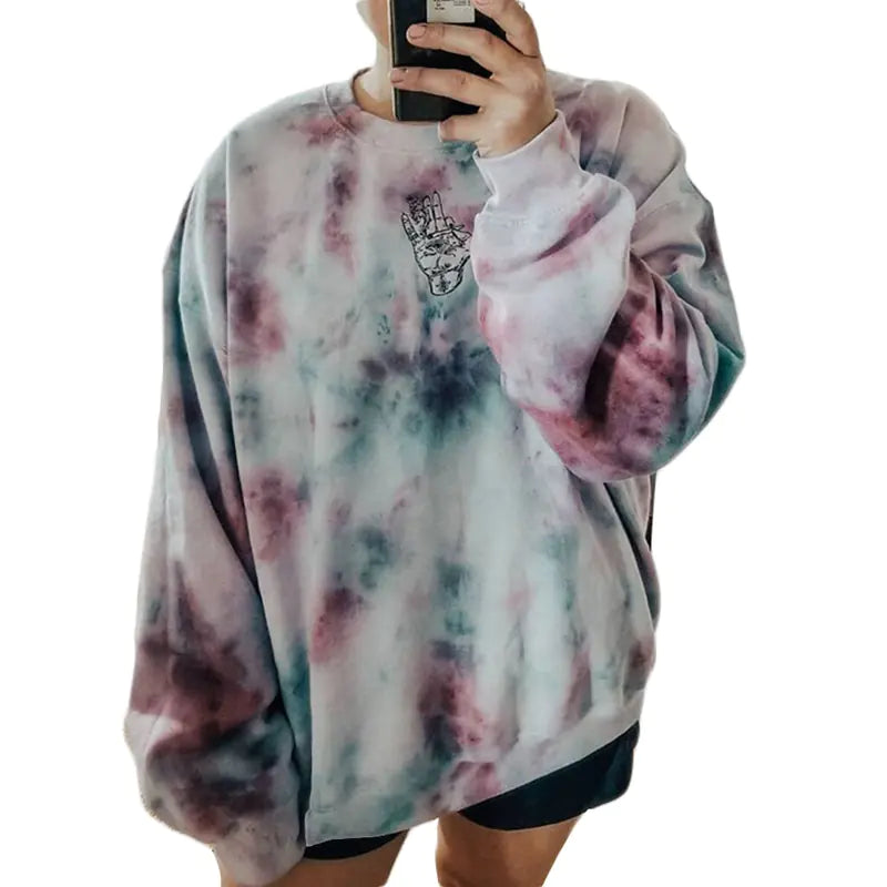 Suéter Holgado Tie-Dye Sin Capucha - Mujer