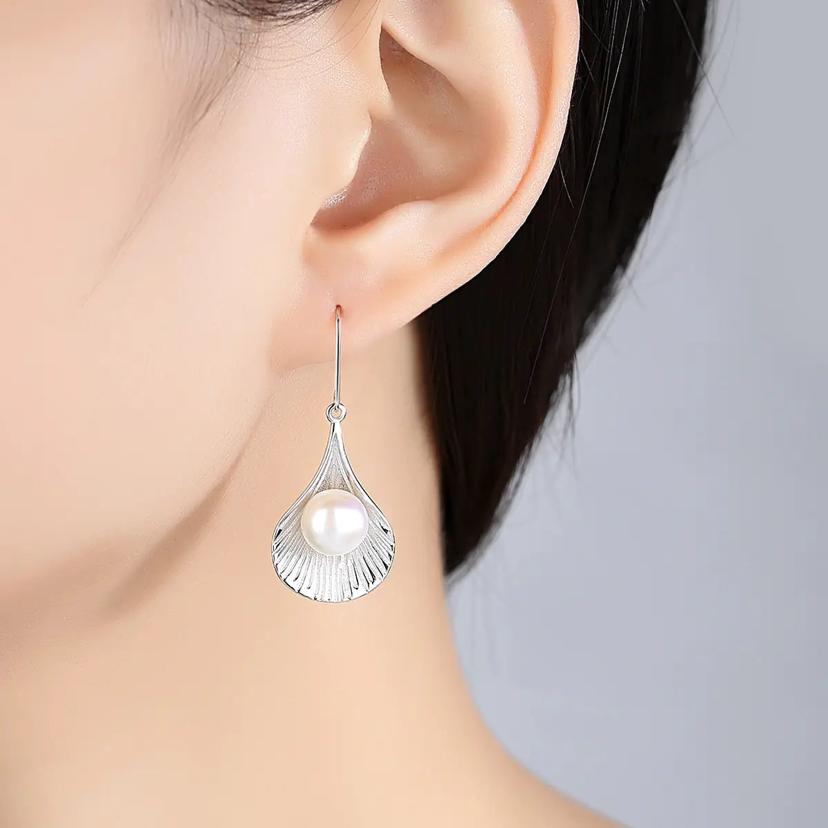 Aretes Perlas Naturales Plata 925 - Diseño Geométrico
